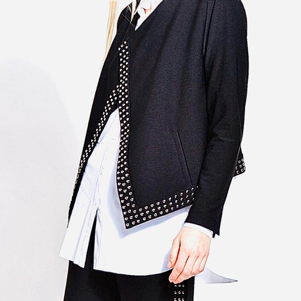 NWT Lysse Charleston Black Silver Studded Waterfall Lapel Blazer Size Medium